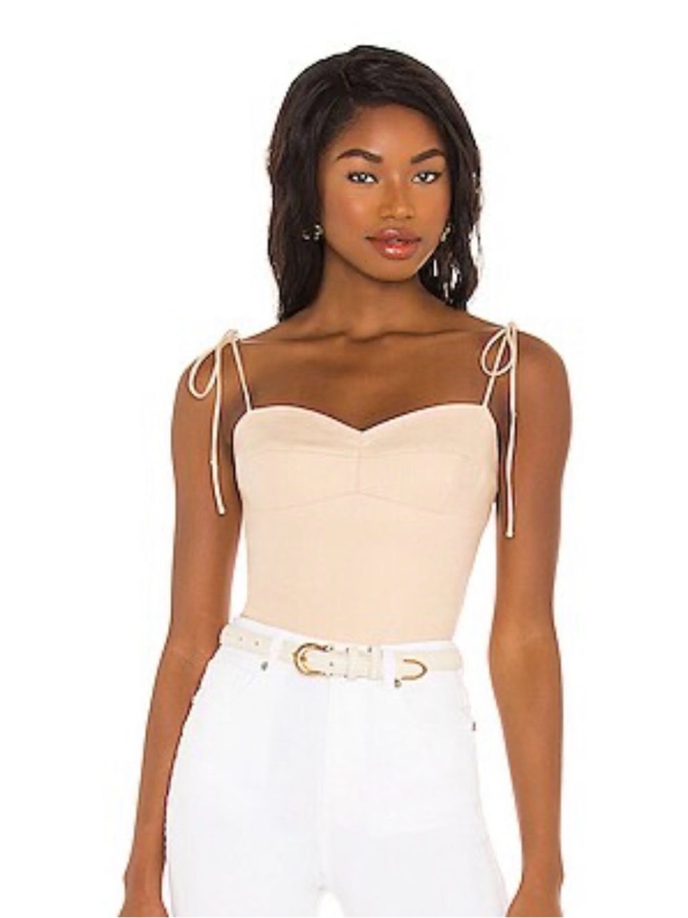 Amanda Uprichard Linen Cava Top in Beige
